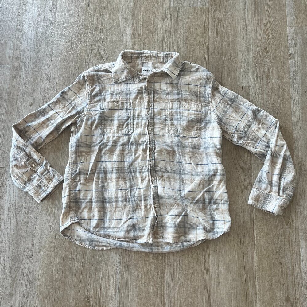 Mens Goodfellow & Co Cream/Tan Plaid Button Up - XL